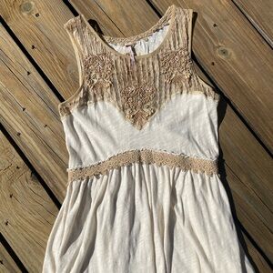 FreePeople khaki/tan beaded tank top - XS